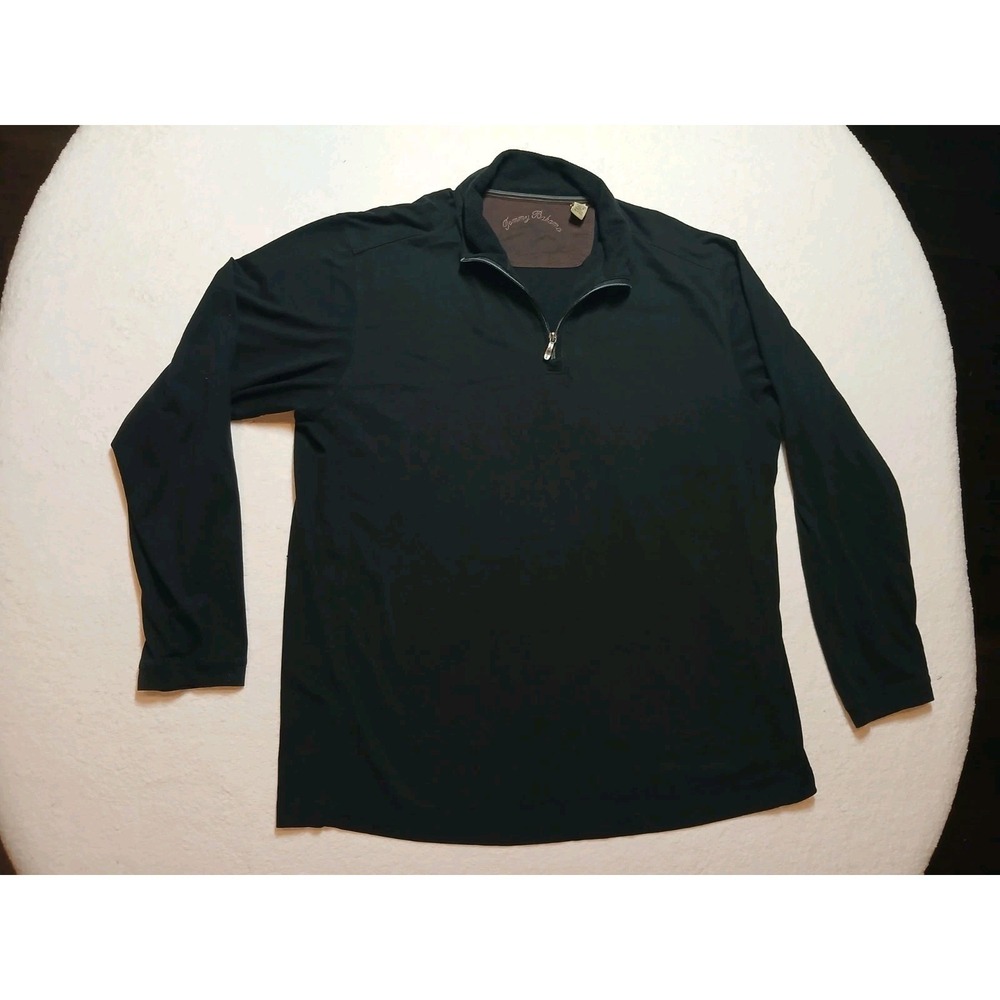 Tommy Bahama Sweater XL 50% Pima Cotton/Cotton 1/4‎ Zip Black Pullover Soft